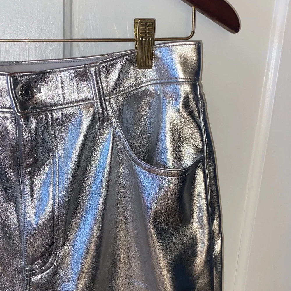 Abercrombie & Fitch Silver Faux Leather Straight Leg Pants - Picture 2 of 4